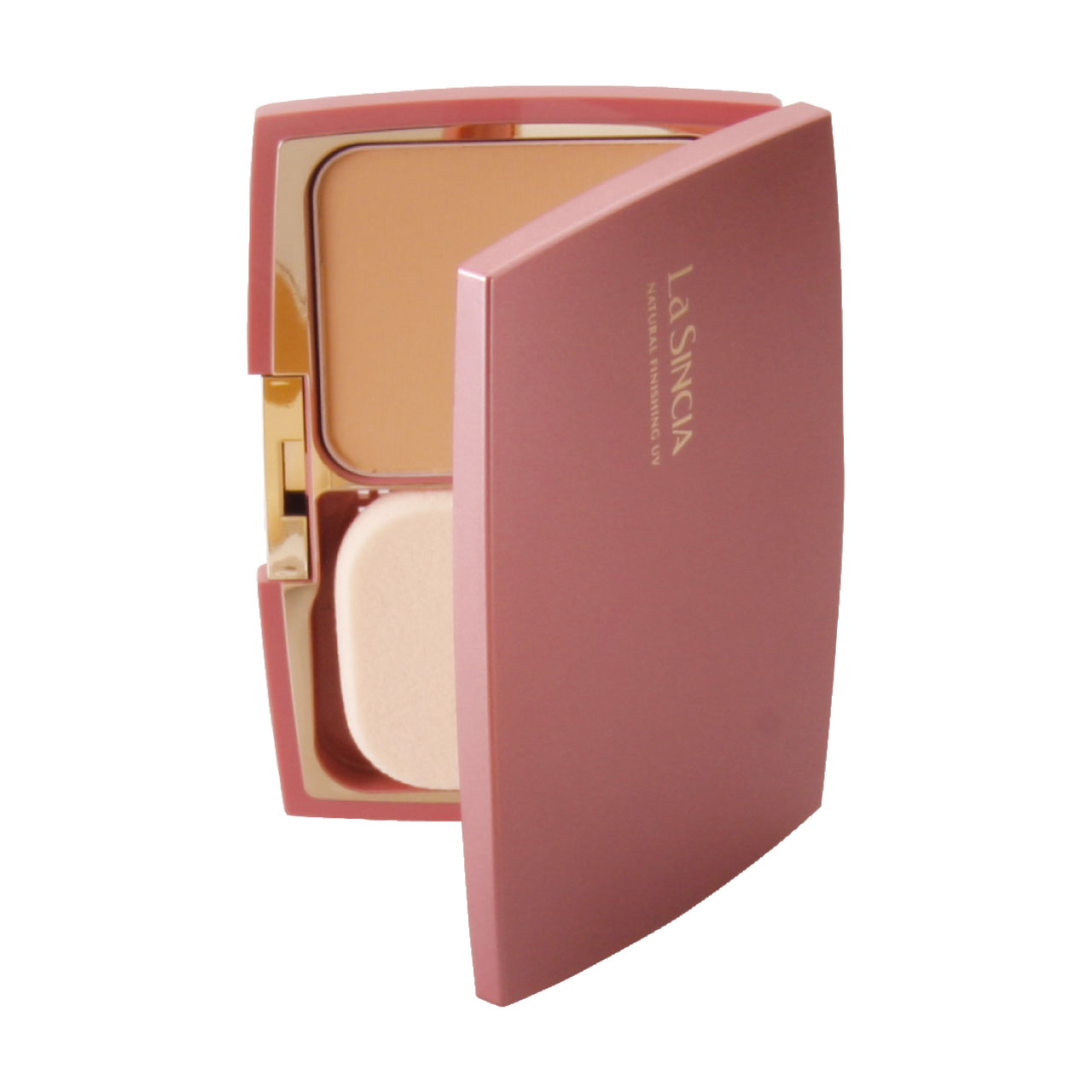 ラシンシア パウダリーパクトUV コンパクトケース （横型ミラー・スポンジ付 ）＜チェリーピンク＞