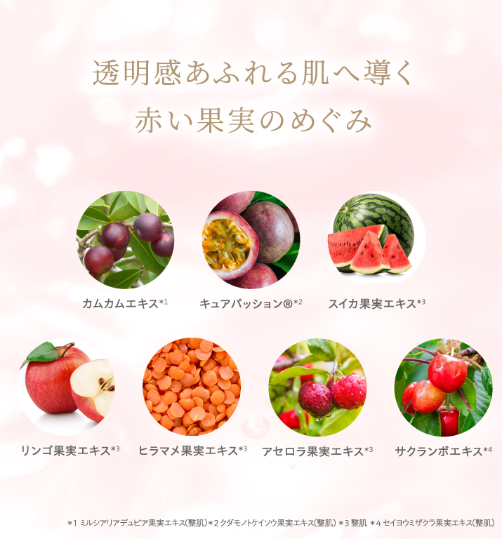 透明感あふれる肌へ導く、赤い果実のめぐみ